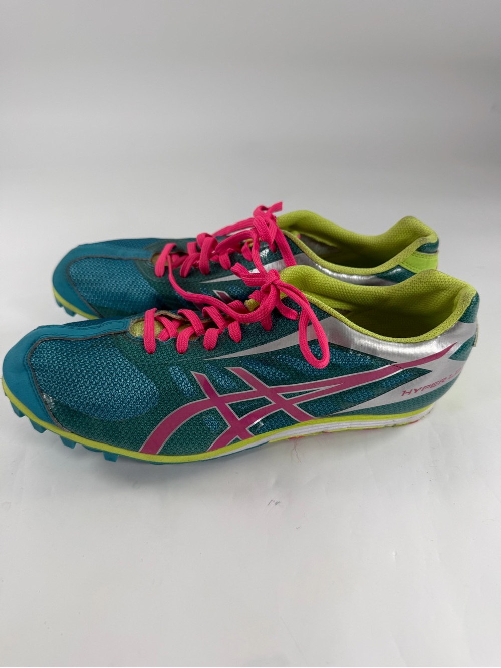 ASICS Hyper LD 5 Women’s Track Spikes Teal Pink Lime US 9.5